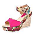 Load image into Gallery viewer, Florian Floral Wedge High Heel Women's Sandals