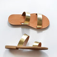 Load image into Gallery viewer, Mila Luxe Gold Double-Strap Slide Sandals | Elegant Summer Flat Sandals for Women