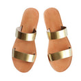 Load image into Gallery viewer, Mila Luxe Gold Double-Strap Slide Sandals | Elegant Summer Flat Sandals for Women