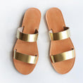 Load image into Gallery viewer, Mila Luxe Gold Double-Strap Slide Sandals | Elegant Summer Flat Sandals for Women