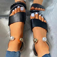 Load image into Gallery viewer, Kenya Open Toe Pearl and Gold Sandals Flats Ankle Metallic Ring Slides Comfort Walking Shoes