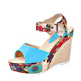 Load image into Gallery viewer, Florian Floral Wedge High Heel Women's Sandals