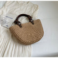 Load image into Gallery viewer, Ophelia Straw Woven Beach Vacation Handbag Large Capacity Casual Semicircle