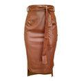 Load image into Gallery viewer, Tatihana Faux Leather Pencil Bodycon Hi-Low Midi Skirt