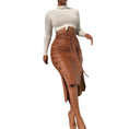 Load image into Gallery viewer, Tatiana Faux Leather Pencil Bodycon Hi-Low Midi Skirt