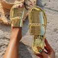 Load image into Gallery viewer, Athenian Pattern Chains Sandals Summer Open Flat Slides Shoes Women Casual Vacation Beach Slippers