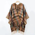 Load image into Gallery viewer, Velocita Bohemian Western Ethnic Plaid Tassel Kimono Thermal Cape