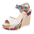 Load image into Gallery viewer, Florian Floral Wedge High Heel Women's Sandals