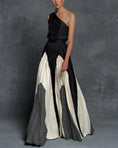 Load image into Gallery viewer, Maya One Shoulder Color Blocking Pleated Maxi Gown
