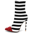 Load image into Gallery viewer, Azelie Studded Striped Ankle Boot | Bold Designer Heels