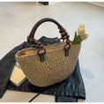 Load image into Gallery viewer, Ophelia Straw Woven Beach Vacation Handbag Large Capacity Casual Semicircle