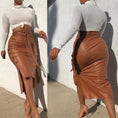 Load image into Gallery viewer, Tatiana Faux Leather Pencil Bodycon Hi-Low Midi Skirt