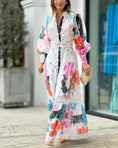 Load image into Gallery viewer, Calypso Spring-Summer Button down Floral Maxi Long sleeve Dress