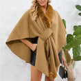 Load image into Gallery viewer, Fieralle Wool Cape With Fur Collar and Pom Pom