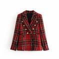 Load image into Gallery viewer, Nyxia Women's Tartan Double Breasted Wool Blazer