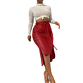 Load image into Gallery viewer, Tatihana Faux Leather Pencil Bodycon Hi-Low Midi Skirt