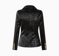 Load image into Gallery viewer, Alexus Black Faux Croc Leather Luxury Fitted Double Breasted Blazer