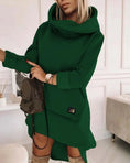 Load image into Gallery viewer, Asantewa Long Sleeve Hood Pocket Pullover Dress green