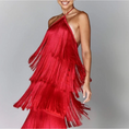Load image into Gallery viewer, Aurexa Halter Neck Backless Fringe Dress