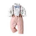 Load image into Gallery viewer, Noah 4 Piece Car Printed Button Down Shirt and Pants Set with Bow Tie and Suspenders