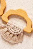 Load image into Gallery viewer, Organic Macramé Wood Teethers For Babies Made in USA. Gray