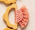 Load image into Gallery viewer, Organic Macramé Wood Teethers For Babies Made in USA. Matte Pink