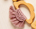 Load image into Gallery viewer, Organic Macramé Wood Teethers For Babies Made in USA. Ash Purple