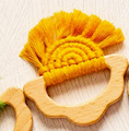 Load image into Gallery viewer, Organic Macramé Wood Teethers For Babies Made in USA. Mustard