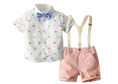 Load image into Gallery viewer, 1 Adorable Button-Down Shirt, 1 Pair of Playful Shorts, 1 Cute Bow Tie, and 1 Pair of Trendy Suspenders