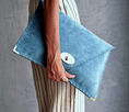 Load image into Gallery viewer, Betty Denim Blue Envelope Clutch Bag