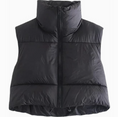 Load image into Gallery viewer, Bridgette Cotton Puffy Cropped Stand-up Collar Vest Black