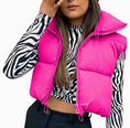 Load image into Gallery viewer, Bridgette Cotton Puffy Cropped Stand-up Collar Vest Hot Pink