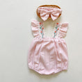 Load image into Gallery viewer, Layla Baby Pink Plaid Jacquard Embroidered Cherries Romper