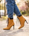 Load image into Gallery viewer, Trendy women’s lace-up boots Trendy women’s lace-up boots inspired by classic work boot style with heels