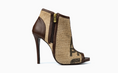 Load image into Gallery viewer, Coco Annie Coffee Burlap Peep Toe Ankle Boots