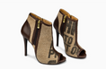Load image into Gallery viewer, Coco Annie Coffee Burlap Peep Toe Ankle Boots