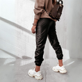Load image into Gallery viewer, Eshe Women Black Leather Jogger back
