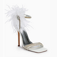 Load image into Gallery viewer, Feathira White Stiletto Feather Crystal Sandal Heels