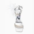 Load image into Gallery viewer, Feathira White Stiletto Feather Crystal Sandal Heels