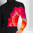 Load image into Gallery viewer, Fleetra Contrast Color Printed Long Sleeves Mock Neck Top