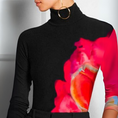 Load image into Gallery viewer, Fleetra Contrast Color Printed Long Sleeves Mock Neck Top