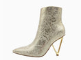 Load image into Gallery viewer, Gia Pointed Toe Bootie on Gold Triangle Heel
