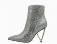 Load image into Gallery viewer, Gia Pointed Toe Bootie on Gold Triangle Heel