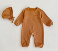Load image into Gallery viewer, Harper 2 Piece Onesie + Hat Set</strong> – the perfect spring outfit for your little one's morning adventures! Made from 95% cotton, this set is not only soft and cozy but also durable for those active playtimes.