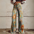 Load image into Gallery viewer, Hendrix Printed Wide Leg Flared Pants Flower Psychedelic