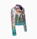Load image into Gallery viewer, Imani Graphic Faux Leather Motorcycle Jacket.