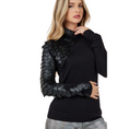 Load image into Gallery viewer, Irana Faux Leather Scales Turtleneck Top