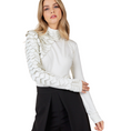 Load image into Gallery viewer, Irana Faux Leather Scales Turtleneck Top