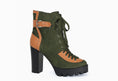 Load image into Gallery viewer, Kenzo Two Tone Lace-Up Hiking Booties Olive Green
