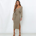 Load image into Gallery viewer, Kyra Midi Sweater Dress Khaki side